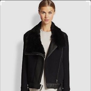 HELMUT LANG wool shearling Moto Jacket - S